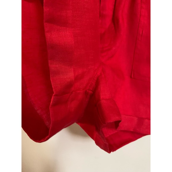 BlankNYC Linen Romper Red Flag Small Woman's 1 Piece Button Front Shorts Jumper - Picture 5 of 8